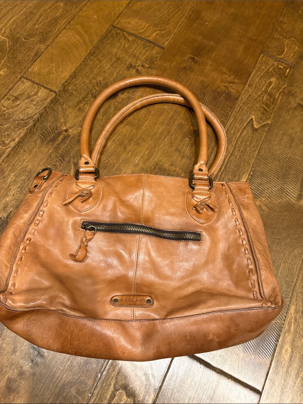 Bed Stu Leather Tote Bag in cognac color